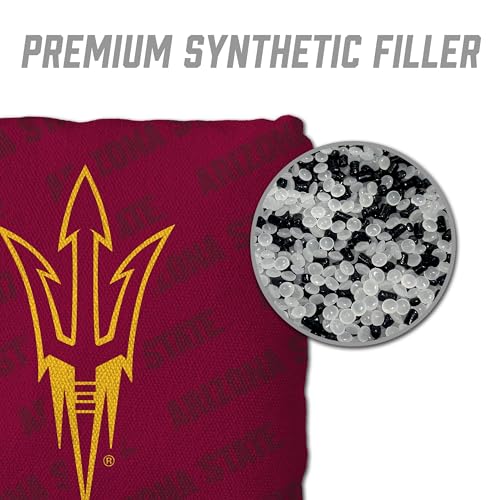 YouTheFan Officially-Licensed NCAA Set of 4 Cornhole Bags - All Weather Regulation 6” x 6” Size - 16oz Weight - Designed in USA - color: Arizona State Sun Devils - Maroon