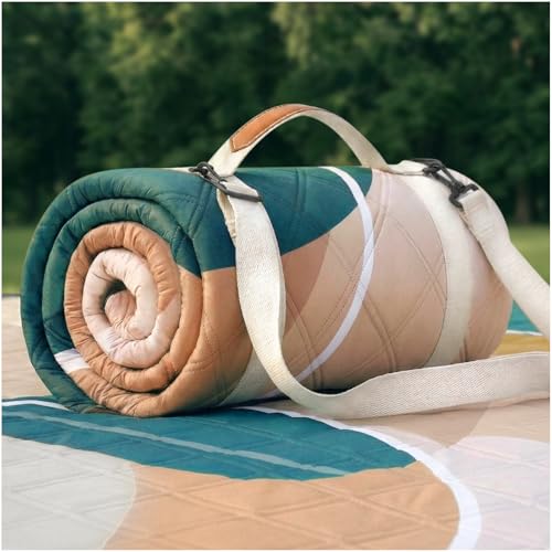 Waterproof Picnic Blanket Outdoor Camping Beach Mat Extra Large Foldable Car Essential Roadtrip Gadget Rv Accessories Glamping Tent Gear Must Haves Hiking Stuff Backpacking Necessities Gift - color: Abstract Beige Green
