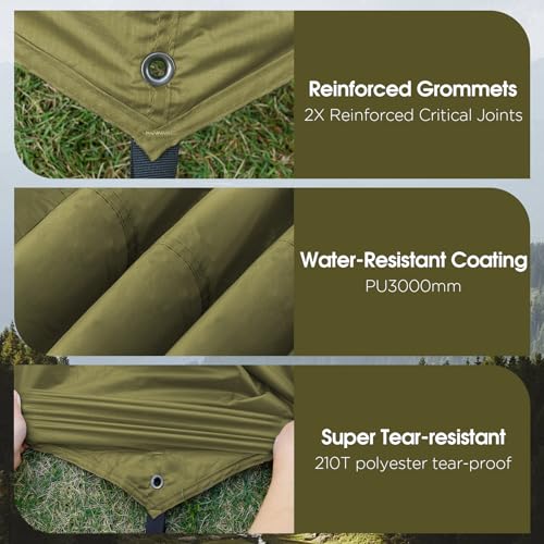 JAICOM Waterproof Hammock Rain Fly, Portable Camping Tarp - 12ft x 9.5ft Large Camp Tarp with Tent Stakes & Trap Clip & Guy Lines, Ultralight Shelter for Backpacking, Outdoor Shade - color: Army Green