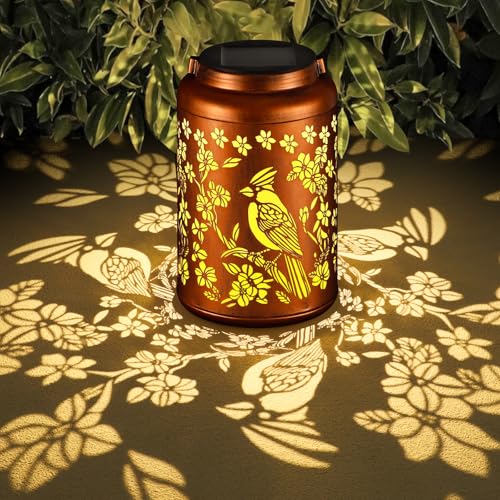 Red Bird Solar Lanterns Outdoor Waterproof Garden Decor Birthday Gifts for Women Mom Grandma Hanging Lights Metal Decoration Outside for Yard, Patio,Backyard,Porch - style: B-Red Bird