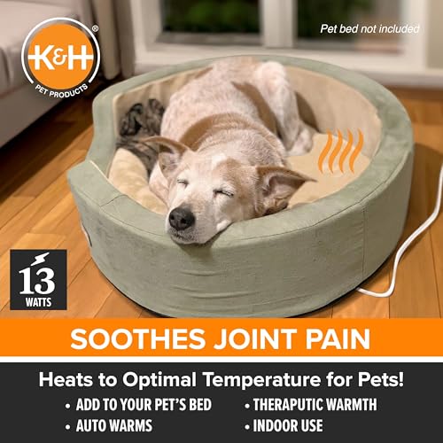K&H Pet Products Pet Bed Warmer, Turn Any Pet Bed Into a Heated Cat or Dog Bed, Waterproof Indoor Heated Warming Pad Insert, Automatic Temperature, Safety Listed - Large 23.75 X 11in Tan - size: Large