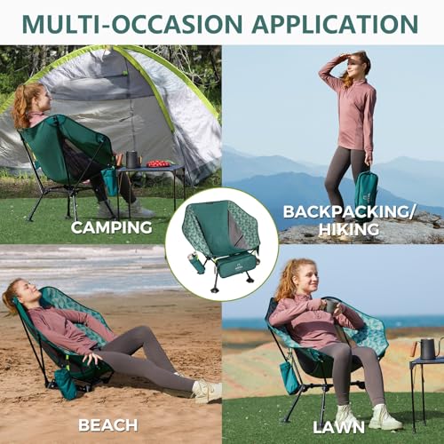 ATEPA UFO3.0 Ultralight Backpacking Chair, 330 lbs Heavy-Duty Aerospace Aluminum Folding Camp Chair with Hexagon Ergonomic Seat Anti-Sink Feet, Compact Portable Outdoor Gear for Hiking Fishing, Green - color: Green Pro- 1 Pack