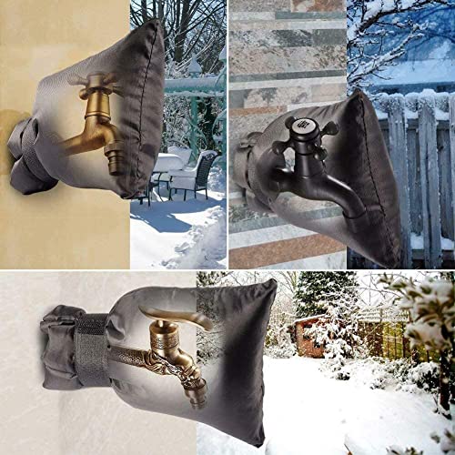Outdoor Faucet Covers for Winter - 4 Pack Pro 6.7" W x 8.3" H Outdoor Water Faucet Cover Socks for Winter Freeze Protection Pipe Insulation Reusable Waterproof Insulated Spigot backflow Cover,Black