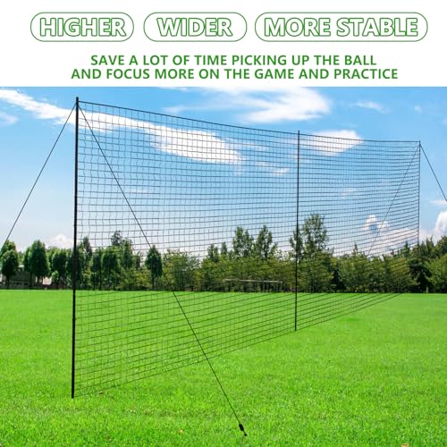 Backstop Net System for Backyard – Heavy Duty Sports Barrier Net with Steel Posts, Movable/Socketed Ball Stop Net for Soccer, Baseball, Training - size: 30FT Wide, style: Socketed-4 Inch Net-12FT TALL