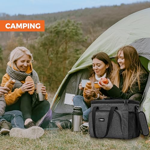 OPUX Soft Cooler Bag, Insulated Collapsible Lunch Cooler Tote for Men Work Camping Beach Travel, Portable Soft Sided Leakproof Waterproof Large Lunch Bag Box with Shoulder Strap 30 Cans, Charcoal Gray - color: Charcoal, size: 30 Cans