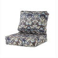 ARTPLAN Deep Seat Outdoor Patio Chair Cushions,2-Piece Seat and Back Cushion Set 24x24x6 and 18x24 Inches,Square,Floral,Stone Blue - color: Stone Blue