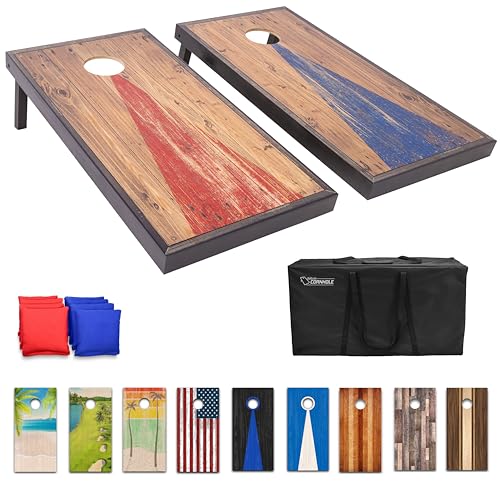 GoSports 4 x 2 ft Regulation Size Wood Cornhole Boards - 10 Vintage Wood Designs (Choose Your Style) - color: Rustic Wood