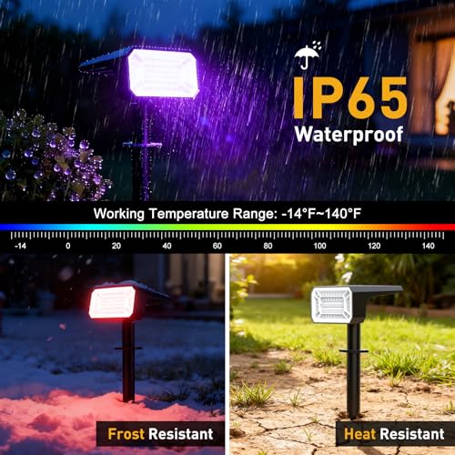 Solar Color Changing Spot Lights Outdoor Waterproof IP65, [4 Pack/32 LED/7 Modes] 2-in-1 Landscape Spotlights, Auto On/Off High Lumens Solar Spot Lights for Outside Yard Garden Pathway Walkway - color: Colored, size: 4 Pack