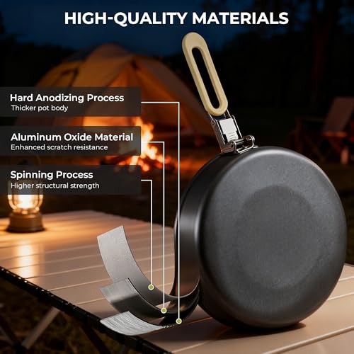Alocs Camping Cookware Set - Lightweight Camping Pots and Pans - Portable Outdoor Cookware with Kettle - Camping Cookware Mess Kit for 2 - style: Signature Series (4-piece)