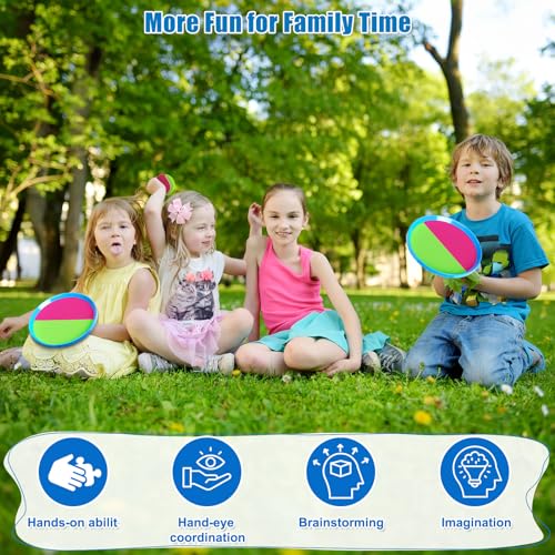 Aywewii Toss and Catch Ball Set Game Kids Outdoor Toys for Beach Pool Yard, Birthday Gift for Boy Girl Ages 3 4 5 6 7 8-12 Year Old, Outside Family Party Camping Games, 6 Paddles 3 Balls & Carry Bag