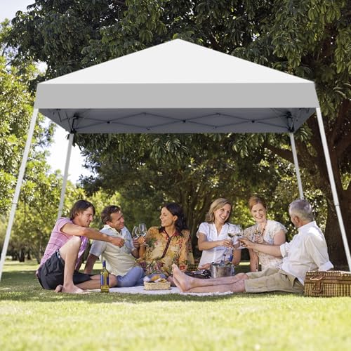 Canopy Tent, 10X10 FT Pop Up Canopy Outdoor Instant Tent Slant Legs with Carrying Bag, Portable Gazebo Shelter for Patio Deck Garden and Beach - 8X8 FT Canopy Cover (White) - color: White