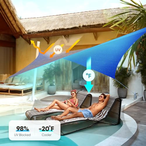 Quictent 20x16ft 185G HDPE Rectangle Sun Shade Sail Canopy 98% UV Block Outdoor Patio Garden with Hardware Kit (Blue) - color: Blue, size: 20 x 16 ft, style: Rectangle