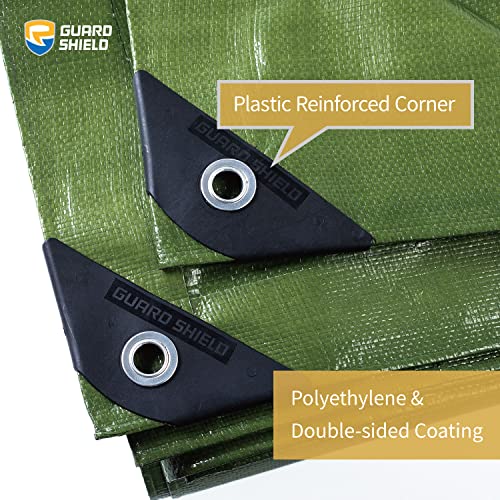 GUARD SHIELD Heavy Duty Tarp 16x16 Feet Green Multi Purpose Thick Waterproof Poly Tarp Cover 10mil - color: Green, size: 16x16