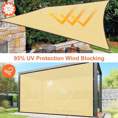 Sun Shade Sail, 10' X 13' Rectangle Shade Sail with Grommets Pergola Shade Cover, Sun Shade Cloth for Patio Carport Yard Lawn Garden (Sand) - color: Sand, size: 10' x 13'