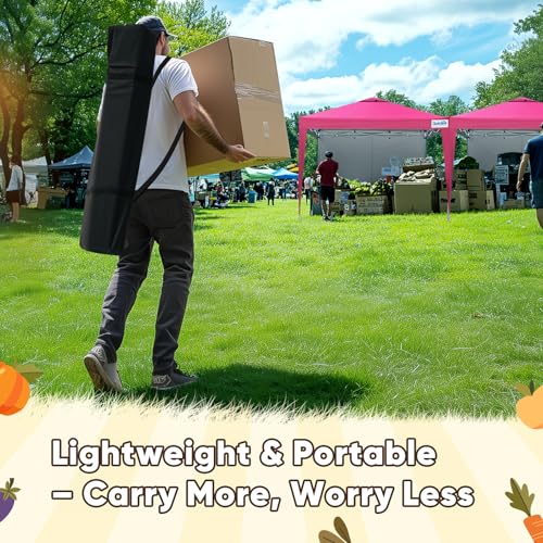 Quictent 10x10 Pop Up Canopy Tent with 1 Sidewall, Instant Setup Gazebo for 1 Person, Portable & Compact, Waterproof & UV Protection, Ideal for Camping, Beach, Parties, and Outdoor Events - color: Pink, size: 10x10 with 1 Sidewall
