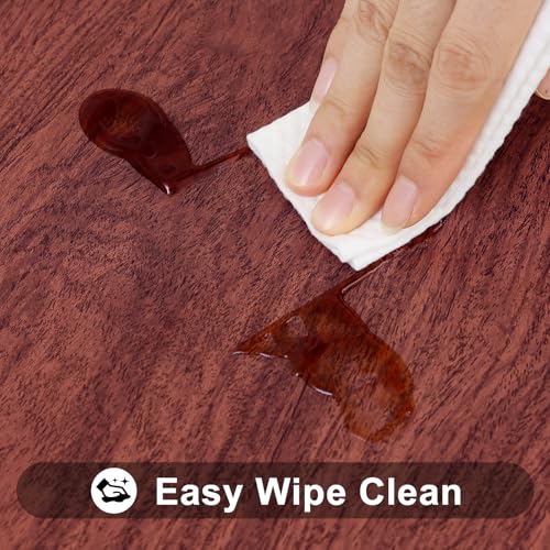 Smiry Square Table Cloth Cover, Waterproof Elastic Fitted Picnic Tablecloth, Wipeable Flannel Backed Vinyl Tablecloths for Camping, Dining, Outdoor (Reddish Brown, 36" x 36") - color: Reddish Brown, size: 36" x 36" (Square)