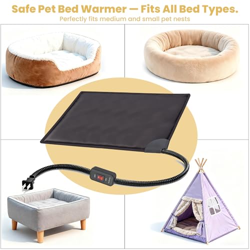 Cat Bed Warmer 15.5 x 12.5 in, Indoor Heated Pad Insert for Cats, Kittens & Small Dogs, Turns Any Pet Bed Into a Cozy Waterproof Heating Mat, Safe Thermostat & Chew-Resistant Cord - size: M: 15.5" x 12.5''