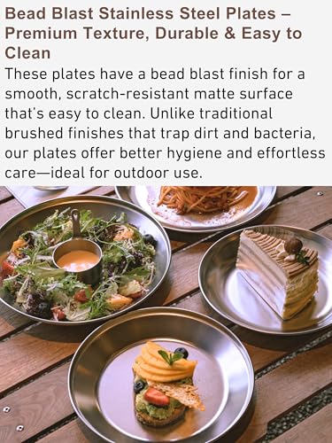 CAMPINGMOON Camping Tableware Set Stainless Steel Camping Plates Bowl Stackable Outdoor Dinnerware Canvas Carry Case Camping Hiking Picnic - color: Silver