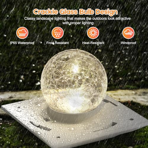 Fence Post Solar Lights, Crackle Glass Solar Post Cap Lights, 20 Lumens, Warm White & RGB Automatic Cycling 2 Modes for 3.6x3.6 4x4 4.5x4.5 5x5 Vinyl Wooden Posts Decoration, White (2 Pack) - color: White, size: 2 Pack