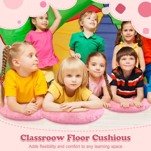Fumete 8 Pcs 16 Inch Round Floor Cushions for Kids and Toddlers, Flexible Seating Classroom Furniture Floor Pillow for Home, Daycare, Preschool, Yoga and Meditation (Pink) - color: Pink