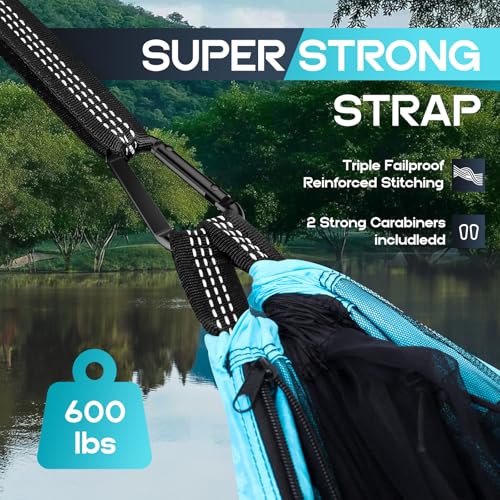 Camping Hammock Mosquito Net,Double & Single Portable Hammocks Hammocks with 2 Tree Straps,Hammock Tent for Travel Camping,Camping Accessories for Indoor Outdoor Hiking Backpacking Backyard Beach - color: Black & Blue, size: X-Large