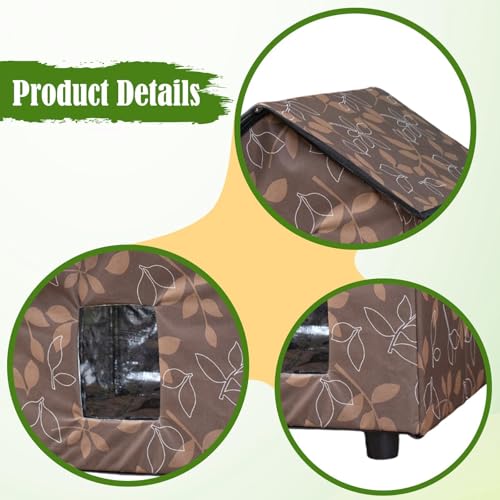 Outdoor Cat House Tent Pet Supplies Foldable Insulated Kitten House Stray Cat Shelter for Outside Garden Patio Winter Porch, Brown - color: Brown