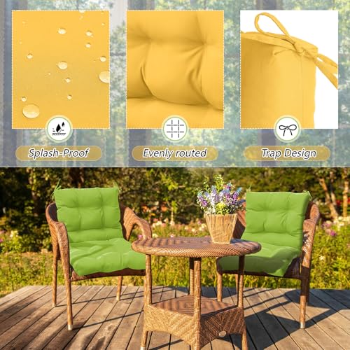 Marsui 4 Pcs Outdoor Indoor High Back Chair Cushions Patio Furniture Tufted Pillow with Ties Water-Resistant Replacement Outdoor Rocking Chair Cushions, 42 x 21 Inches (Yellow,Solid Color) - color: Yellow, size: Solid Color