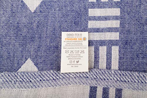 Bersuse 100% Cotton Belize XL Throw Blanket Turkish Towel Beach Blanket - Beach Camping Essentials - 75x90 Inches, Dark Blue - color: Dark Blue2