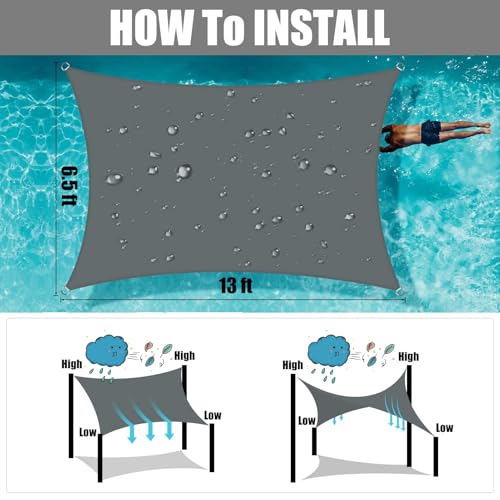 Neween Shade Sails, Waterproof Sun Shade Sail Rectangle UV Block Canopy Sun Shade for Outdoor Patio and Garden, Yard Activities (13'x16',Gray) - color: Gray, size: 13'x16'