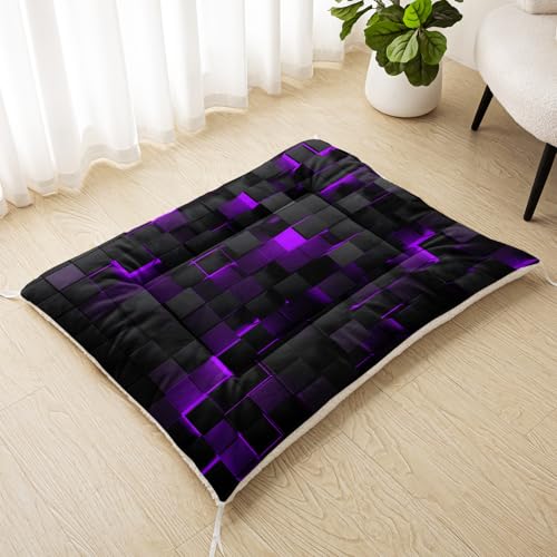 Nttopship Dog Cat Bed Mat Ultra Soft Fluffy Pet Bed Washable Fashion Dog Crate Beds Comfy Comfy Pet Sleeping Pad Suitable for Pet Raised Bed(30"x26",Black Purple) - color: Black Purple, size: Medium