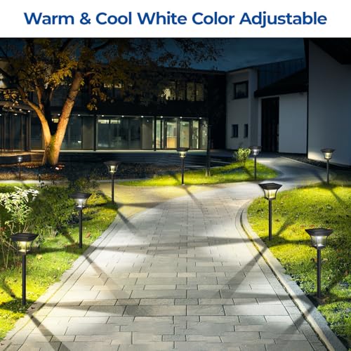 CINOTON 6 Pack RGBCW Solar Pathway Outdoor Lights, 3 Lighting Modes Solar LED Garden Light, IP65 Waterproof Outside Solar Powered Landscape Lighting for Patio Walkway Yard Driveway RGB/Warm/Cold White - color: Multicolor, size: 6 Pack
