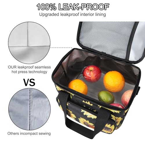 Femuar Lunch Bags for Women/Men, Insulated Lunch Bag for Work Office - Lunch Cooler Bag Leakproof Lunch Box with Adjustable Shoulder Strap - Sunflower - color: Sunflower, size: Medium Size
