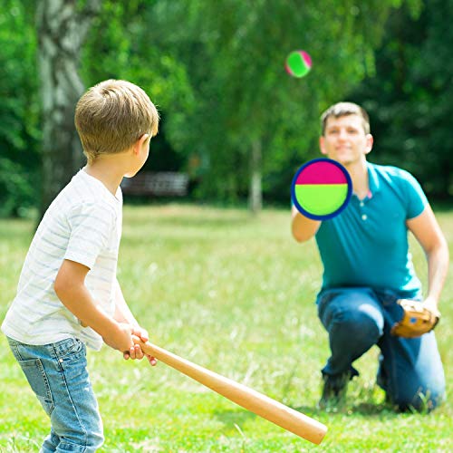 Aneco Paddle Catch Ball and Toss Game Set Disc Toss and Catch Paddle Game with 1 Storage Bag, 4 Paddles and 6 Balls (2 Big Balls and 4 Small Balls)