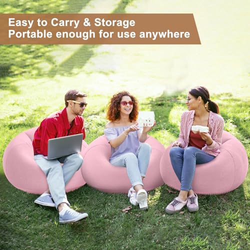 Realspring 6 9 12 Pcs Inflatable Bean Bag Chairs for Adults with Electric Air Pump, Blow up Couch Folding Portable Inflatable Couch Lazy Sofa for Outdoor Movie Night Camping(Pink,6 Pcs) - color: Pink