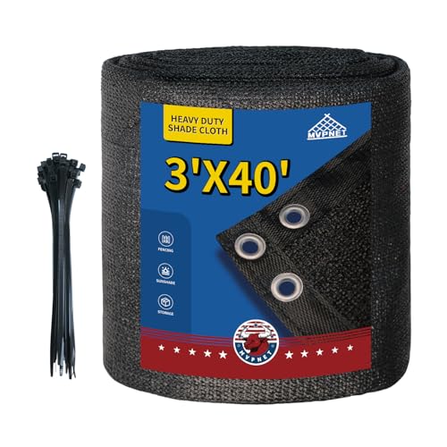 3x40Ft Garden Privacy Fence Screen, 145GSM Heavy Duty 90% Blockage Windbreak Mesh Tarp with Reinforced Edges & Anti-Rust Grommets, Includes Zip Ties for Garden, Yard, Backyard, Outdoor, Black - color: Black, size: 3' x 40'-Finished Size