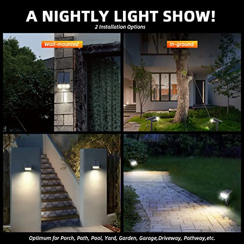 LEREKAM Solar Lights Outdoor Waterproof Landscape Lights, 40 LEDs Solar Spot Lights Outdoor Spotlights with 3 Light Modes, USB & Solar Powered Garden Yard Wall Lights Auto On/Off for Patio 6 Pack - color: Cool White, size: 6 Pack