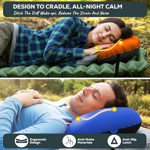 Gear Doctors 3.5oz Compact Ultralight Inflatable Camping Pillow —Inflatable Camp Pillow —Backpacking Pillows Ultralight—Camping Pillows for Sleeping, Hiking, Travel, Beach, Office, Neck, Lumper [Blue] - color: Blue Camping Pillow