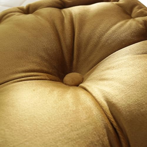 vctops Square Solid Color Velvet Seat Cushion with Handle Tufted Thicken Chair Pad Tatami Floor Pillow Cushion 16.5"x16.5"x4" Mustard Yellow - color: Mustard Yellow