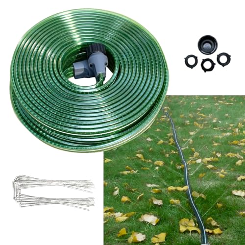 Secbulk 2026 Reinforced Sprinkler Hose & Soaker Hose for Yard - 50 FT Flat Garden Hose with Holes, Heavy Duty No-Kink Lawn Irrigation Hose (Includes Stakes, High Pressure Spray) - size: 50FT