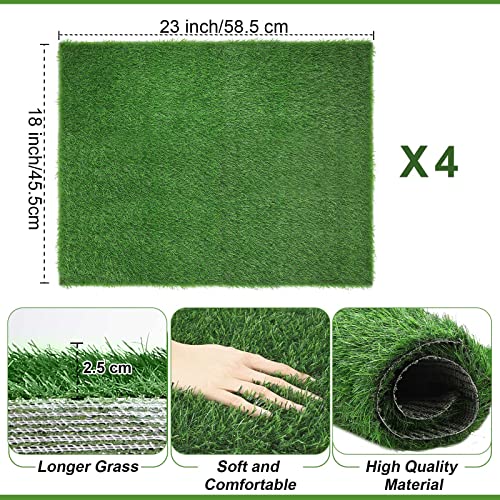 Roowest 4 Pcs Dog Grass Pee Pads for Dogs 18'' x 23'' Artificial Washable Fake Heavy Absorbency Grass Pad for Puppy Non Slip Rug Replacement Turf for Potty Training Outdoor Indoor