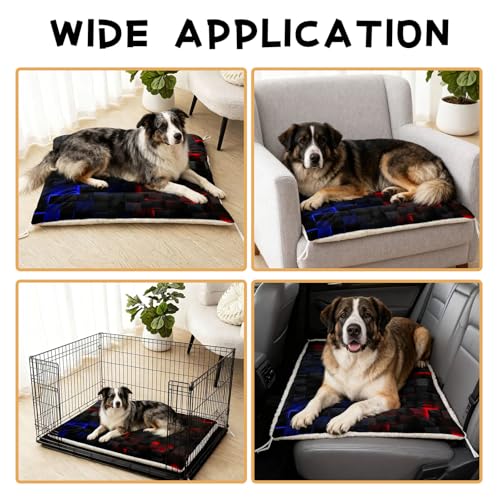 Nttopship Dog Cat Bed Mat Ultra Soft Fluffy Pet Bed Washable Fashion Dog Crate Beds Comfy Comfy Pet Sleeping Pad Suitable for Pet Raised Bed(30"x26",Red Blue) - color: Red Blue, size: Medium