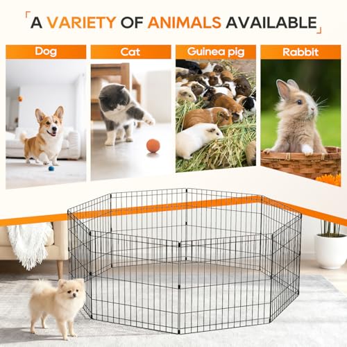 NChanmar Pet Dog Palypen Foldable Portable Metal Dog Fence Pet Exercise Pen for Outdoor & Indoor 24 Inch Height 8 Panels Puppy Palypen Kenne w/Door for Puppy Dogs Small Breeds, Black - size: 24 In