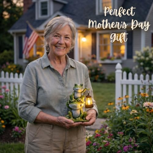 Lyeasw Solar Frog Garden Statues with Lights, Waterproof Outdoor Frog Decor for Patio Porch Yard, Mother’s Day Gardening Gift for Mom, Women & Frog Lovers - color: Frogs