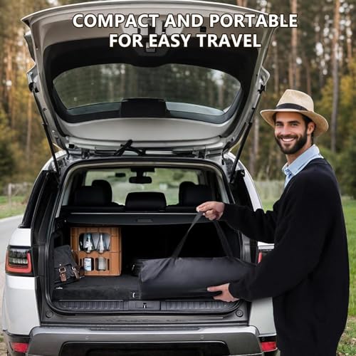Lightweight Folding Camping Table, Portable Aluminum Outdoor Table with Carry Bag, Compact Collapsible Table for Picnic, Beach, BBQ & Camping – Black