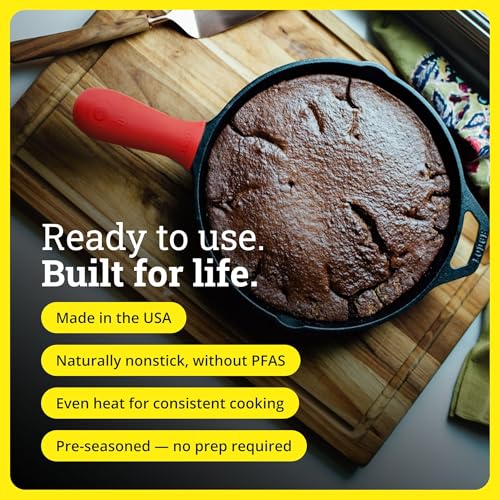 Lodge Seasoned Cast Iron Skillet 12 Inches - Quality Frying Pan for the Stove, Oven, Grill & Campfire - Includes Silicone Hot Handle Holder - Non-Toxic, Nonstick & Long-Lasting - size: 12 inch + Hot Handle Holder