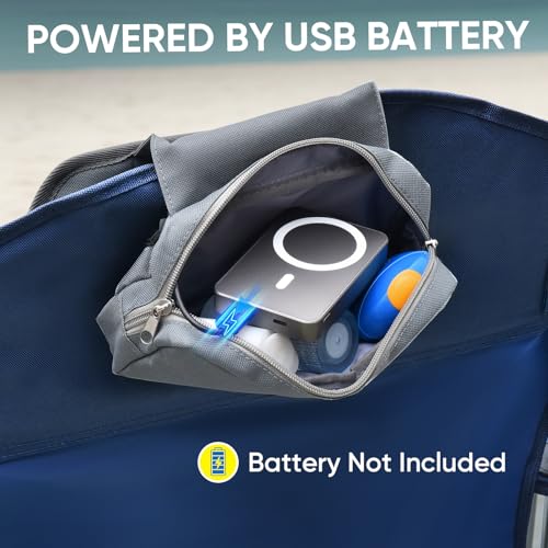Camping Chair with Cooling Pad – Cools 50°F in 20 Sec, Folding Beach Chair with Cup Holder, Side Pocket, 330 lbs Heavy Duty, Includes Storage Bag – Ideal for Sports Events, Excludes Battery - color: Slate Gray, style: Camp Chair