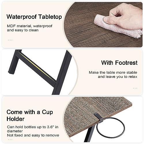 VECELO Folding TV Tray for Eating Set of 4, Portable Dinner/Snack Table with Cup Holder for Couch, Living Room and Small Space, Coffee & Black - color: Coffee & Black, size: 4 Pack