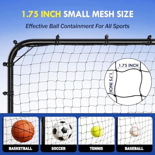 Backstop Net System for Backyard – Heavy Duty Sports Barrier Net with Steel Posts, Movable/Socketed Ball Stop Net for Soccer, Baseball, Training - size: 30FT Wide, style: Upgraded Socketed-1.75 Inch Net