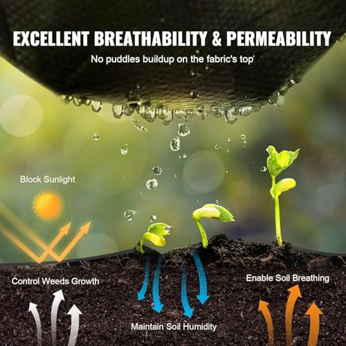 VEVOR Weed Barrier Fabric, Heavy Duty 4x100FT 5.8oz Woven Landscape Fabric, Garden Fabric Weed Barrier, Weed Control Fabric Ground Cover, Geotextile Fabric for Landscaping, Weed Block Gardening Mat - size: 4FT*100FT-5.8OZ, style: Woven