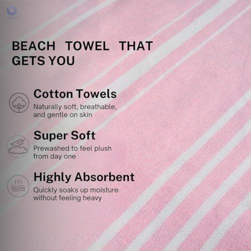 Cotton Turkish Beach Towel with Towels Oversized 36"x72" Pool Absorbent Extra Large Quick Dry Sand Travel Towel (Peony Plush, 4 Pack) - color: Peony Plush, size: 4 Pack